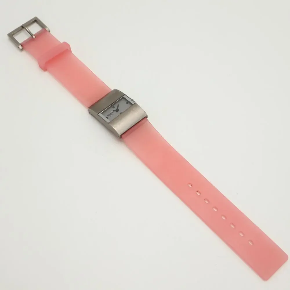 Boccia Titanium Swiss Womens Rectangle 23mm Watch Translucent Pink w New Battery